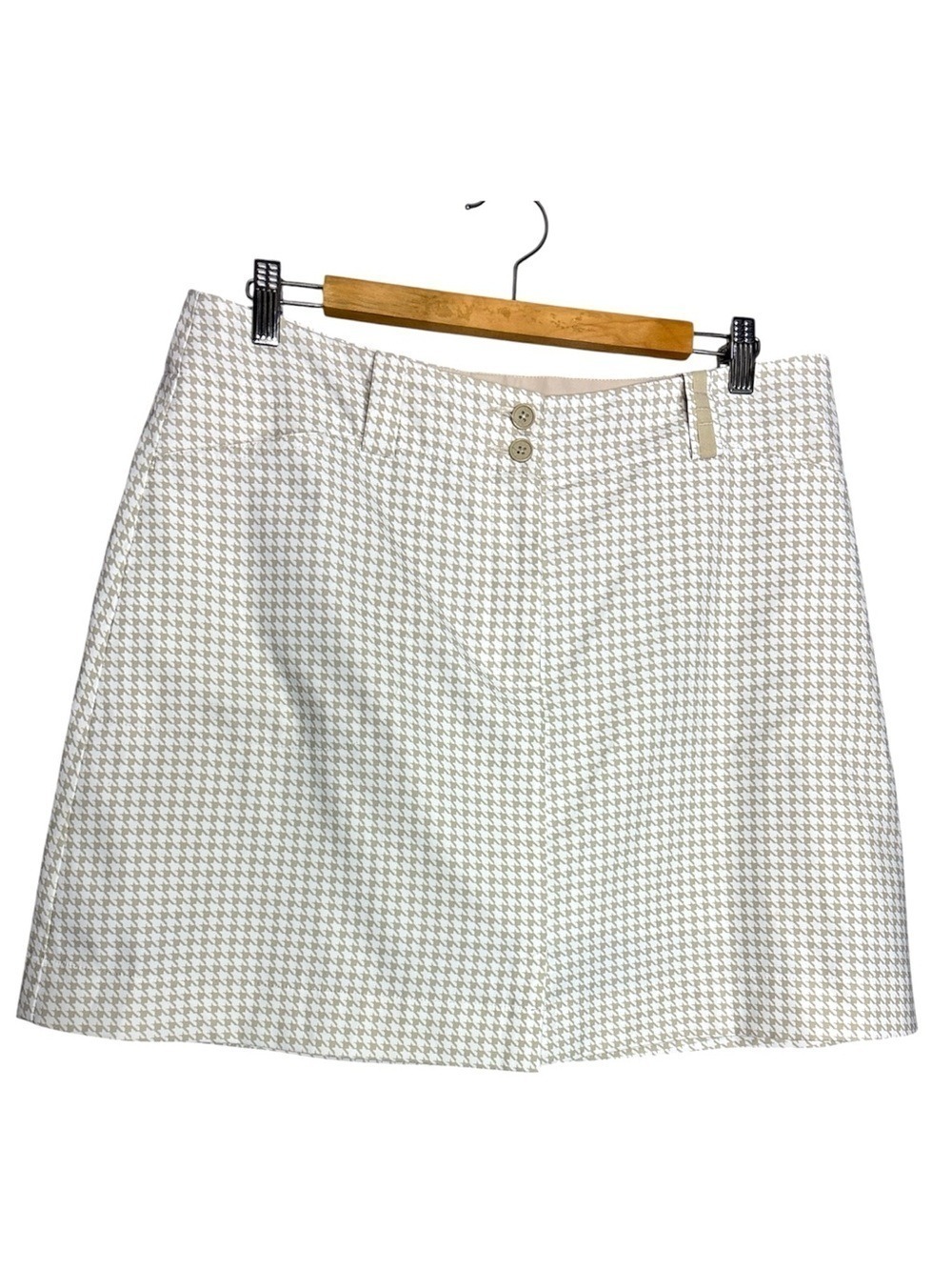 Nike Golf Fit Dry Tan & White Houndstooth Skort Skirt Preppy, Size 12